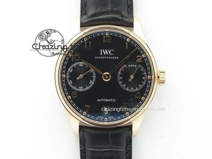 MIROTIME 0714 Popular Portuguese Flying Tourbillon SS Gray Dial 2 Sub Dials on Black Leather Strap 7159